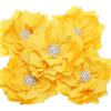 PATIKIL 3.5 Fiori Di Chiffon, 5 Pz Fiori Di Tessuto Con Perle E Strass Per Cucito Applicazioni Per Artigianato Abiti DIY Fascette Decorazioni Per Matrimoni E Feste, Giallo