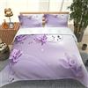 RQXRTR Set Biancheria da Letto Matrimoniale 3 Pezzi 3D Stampa Set Copripiumino in Microfibra Fiori Viola da Sogno 240X220cm Copripiumini da Letto Matrimoniali con Cerniera E 2 Federe 50X80cm