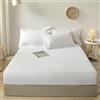 Stfery Lenzuolo 220x180 Completo Lenzuola Super King Size in Cotone, Tinta Unita, Bianco