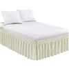 Generic Mantovana giroletto avvolgente per letto matrimoniale, lenzuolo con balza copriletto queen size (beige, king)