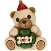 THUN - Soprammobile Orsetto Capodanno Buon 2021 - Accessori per la Casa da Collezionare - Formato Piccolo - Variante Rossa - Ceramica - 7,5 x 5,8 x 8,5 h cm