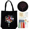 CREAWONDER - Kit per Borsa da Ricamo in Tela con Motivo per Principianti, Kit per Arti e Mestieri Fai Da Te per Adulti, Istruzioni, Cerchi da Ricamo, Fili Colorati (Nero, CR002 qingfengnuanyang)