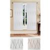 Home Tresor - Coppia Tende a Vetro | Tendine per Finestra, Portafinestra, Soggiorno, Cucina, Cameretta | Mod. Tessa Semitrasparente Base Bianca Fantasia Geometrica (60x240 cm, Grigio)