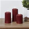 Lights4fun, Set di 3 candele TruGlow Burgundy Wax senza fiamma LED a pilastro a batteria con telecomando