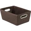 Wenko Cestino cromo marrone - cestino per il bagno Capacità: 4.68 l, Polipropilene, 28 x 12 x 19.5 cm, Marrone