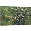 Printed Paintings Stampa su Tela con Telaio 3 Parti (120x80cm): Vincent Van Gogh - Rose - Quadri Moderni