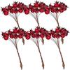 MIJOMA Set di 6 fasci di bacche artificiali: squisita decorazione natalizia, ideale come decorazione natalizia, decorazione da tavolo, bacche decorative di alta qualità (rosso scuro)