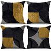 ASDCXZ Set di 4 federe per cuscino, colore nero, 40 x 40 cm, Europa settentrionale, moderne, grigio, nero, giallo, per divano, cuscino decorativo, lavabile, in poliestere, lino, per esterni