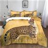 XCQHZYQ Set Copripiumino Matrimoniale 200x200 cm Animale Gatto Della Savana Copripiumino 3 Pezzi in Poliestere Cotone, Set di Biancheria da Letto No Stiro, Set Completo Letto