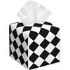 Mexpekil Copertura per scatola di fazzoletti quadrata, porta fazzoletti in pelle, scatola in diamante a scacchiera nera e bianca per tavolo, bagno, auto, ufficio 13,2 cm x 13,2 cm x 13,2 cm