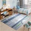 TAPISO Emma Tappeto Gioco Bambini Antiscivolo Lavabile in Lavatrice Design Stampato Morbido Motivo Strada Città Grigio Nero Colorato Sala Giochi Cameretta Stanza Bambini 120 x 170 cm