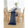 NZNSML Runner da Tavolo in Tessuto Chiffon Blu Navy 70 x 300 cm