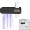 TOWEBOORY Sterilizzatore Portaspazzolino UV, 500mah Portaspazzolino Parete Porta Spazzolino Elettrico con Dispenser di Dentifricio, 3 Slot per Spazzolino, Facile da Installare (Nero)