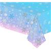 POPOYU Tovaglia di plastica con fiocco di neve di Frozen, 137 x 274 cm, decorazioni per feste a tema Frozen, per compleanni, baby shower, decorazioni invernali per feste a tema