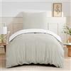 RUIKASI Biancheria da letto 140 x 200 cm, 2 pezzi, beige e bianco