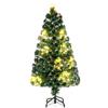 COSTWAY Albero di Natale in Fibra Ottica 120/150/180 cm, Albero di Natale Artificiale Pre-illuminato con 18/24/36 Luci a Stringa, Stella sulla Cima e 130/170/230 Punte dei Rami (120 CM)