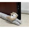 GD Paraspifferi Decorativo sottoPorta 90 cm Paravento per Porte e finestre, Paraspifferi appesantito per bloccare Il Rumore sul Fondo della Porta,fermaporta in tessuto (plaid bianco, gatto（90 cm）)