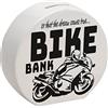 speecheese Bike Bank - Salvadanaio in nero, a tema di acquisto di moto e motociclismo, bel regalo per volpi salvadanai che amano i sogni di un motociclista o vogliono realizzare il proprio sogno