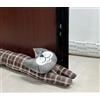 GD Paraspifferi Decorativo sottoPorta 90 cm Paravento per Porte e finestre, Paraspifferi appesantito per bloccare Il Rumore sul Fondo della Porta,fermaporta in tessuto (plaid marrone, gatto（90 cm）)