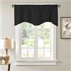 BOYOUTH Mantovane oscuranti smerlate corte, mantovana con tasche per asta in tinta unita, per cucina, 132 cm x 46 cm, nero, 1 pannello