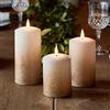 Lights4fun - TruGlow® Set di 3 Candele LED a Pile in Cera Bianca con Effetto Ombré Bronzo con Stoppino e Fiamma Realistica