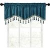 GIVBRO Tenda a livelli da cucina, mezze tende con nappe in pizzo stile caffè, mantovana corta per finestra per decorazione casa, blu pavone, 180 x 40 cm