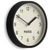 Jones Clocks® Paris Time Zone Orologio a parete | Piccolo orologio moderno a tondo | 20cm | Nero | Numeri facili da leggere | Ideale per cucine, uffici domestici e spazi di lavoro condivisi