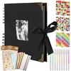Mooshy Album fotografico da personalizzare - 80 pagine fai da te - Album fotografico nero grande da incollare, 29 x 21,5 cm, libro degli ospiti per compleanno, matrimonio, album fotografico, set