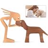 ysister Statua in Legno Uomo e Cane, Statue in Legno Fatte a Mano,Figure in Legno Set di Ornamenti per Scultura Ornamenti per Sculture in Legno per Amanti Cani per Camera da Letto, Ufficio in Casa
