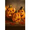 khevga Set di 3 portacandele a forma di zucca di Halloween, in terracotta, dipinte a mano, con viso in 3 misure, lanterne autunnali per interni ed esterni, decorazione autunnale