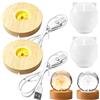 GOEDCH Stampi in Silicone sferici DIY con Base in Legno LED, 2 stampi in Resina epossidica Rotondi, Base Luminosa per Lampada Sfera, stampi creativi per progetti di Decorazione
