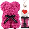 Generic Orsetto di rose artificiali con scatola regalo, 25 cm, teddy floreale romantico per anniversario, San Valentino, matrimonio e compleanno (rosso rosa)