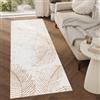TAPISO Crystal Tappeto Runner Passatoia Pelo Corto Lucido Effetto 3D Design Moderno Motivo Floreale Foglie Palma tonalità Beige Marrone Sala Corridoio Ingresso Oeko-Tex 70 x 240 cm