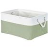 Mangata cestino portaoggetti in morbido tessuto, scatola con manici a corda, contenitori rettangolari per armadio, guardaroba, bagno, scaffale, 41 x 31 x 18 cm, verde e bianco
