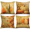 Benjia 4 Pezzi Federe Cuscini Autunno Copricuscini 40x40 cm, Acquerello Zucca Foglia d'acero Foresta Decorativi Halloween Giorno del Ringraziamento per Cuscino Divano Letto casa Decorazione 40 x 40 cm