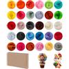 HJYDGJ Set di 30 lana di pecora naturale per principianti, 30 colori ciascuno da 10 grammi di lana di pecora, set di feltro, set di avviamento per principianti, progetti di artigianato con