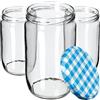 KADAX grandi barattoli in vetro 720ml Ø82 blu a quadretti - tappo a vite ermetico, per conserve, sottaceti, verdure lacto-fermentate e marmellate fatte in casa