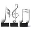 HAUCOZE 3pcs Nota Musicale Modern Decorazione Musica Statue Scultura 19cm | Bianca Resina Pianoforte Ornamento Artigianale Arte Soprammobile Festiva Regalo per Soggiorno Ufficio Studio