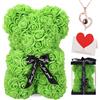 Generic Orsacchiotto di rose artificiale, 25,4 cm, con confezione regalo, per anniversario, San Valentino, matrimonio, compleanno, regalo romantico per lei (verde)