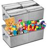 Huiguli 2 Pezzi Scatole Portaoggetti Pieghevoli 50 * 28 * 21cm, Organizer Armadio con Scomparto Rimovibile e Maniglia, Organizer Armadio Cassettiera Per Vestiti Libri Giocattoli Grigio