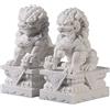 Siunwdiy Grandi Statue Foo Dogs in Pietra,Leoni Protettivi Feng Shui per Casa, Ufficio & Esterni, Decorazione Cinese,25CM