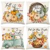 VEEKAY 4 Pezzi Federe per Cuscino 45X45cm,Ringraziamento Federe Decorative,Copricuscino in lino,Cuscino autunnale,per divano, camera da letto, ufficio, decorazione per casa