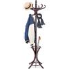 HOMASIS Attaccapanni da Terra, Appendi Abiti, Appendiabiti in Legno Massiccio con 12 Ganci, Mobile per Abiti, Cappelli, Stand Appendiabiti per Corridoio, Ingresso, Ufficio, 51 x 184 cm (Marrone)