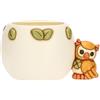 THUN, Cachepot con Gufo Lucky in Ceramica Decorata a Mano, Versione Piccola, Linea Racconti d'Autunno, 26x19.5x15 cm h
