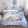 XCQHZYQ Copripiumino Singolo 150x200 cm Orso Polare Animale Set di Biancheria da Letto per Bambini per Ragazzi e Ragazzi, Copripiumino in Poliestere Cotone 3 pezzi Copriletto