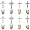 SUNNYCLUE 1 scatola 40 pezzi 8 stili Rosario Croce Ciondoli Crocifisso Fascino Bulk Pasqua Argento Tibetano Lampadario Ovale Collegamenti Rosario Connettori Croce Fascino Risultati per Gioielli Creazi
