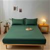 Stfery Lenzuolo 190x140 Completo Lenzuola Double Size in Cotone, Tinta Unita, Verde
