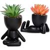WoRuyKot 2 pezzi per vaso per piante grasse, vasi per piante grasse da interno, Fioriera decorativa perfetta per casa, ufficio, interni ed esterni (nero)