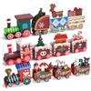MORAINJAY 3 Pezzi Trenini a Vapore in Legno per Natale con 4 Vagoni,Decorazione da Tavolo e per Camino,Idee Regalo per Appassionati e Collezionisti,Ornamenti Natalizia Desktop