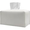 BBTISG Porta Fazzoletti in pelle PU, Scatola Porta Fazzoletti in Pelle Rettangolare per Sala da Pranzo, Stanza da Bagno, Ufficio (Bianco)